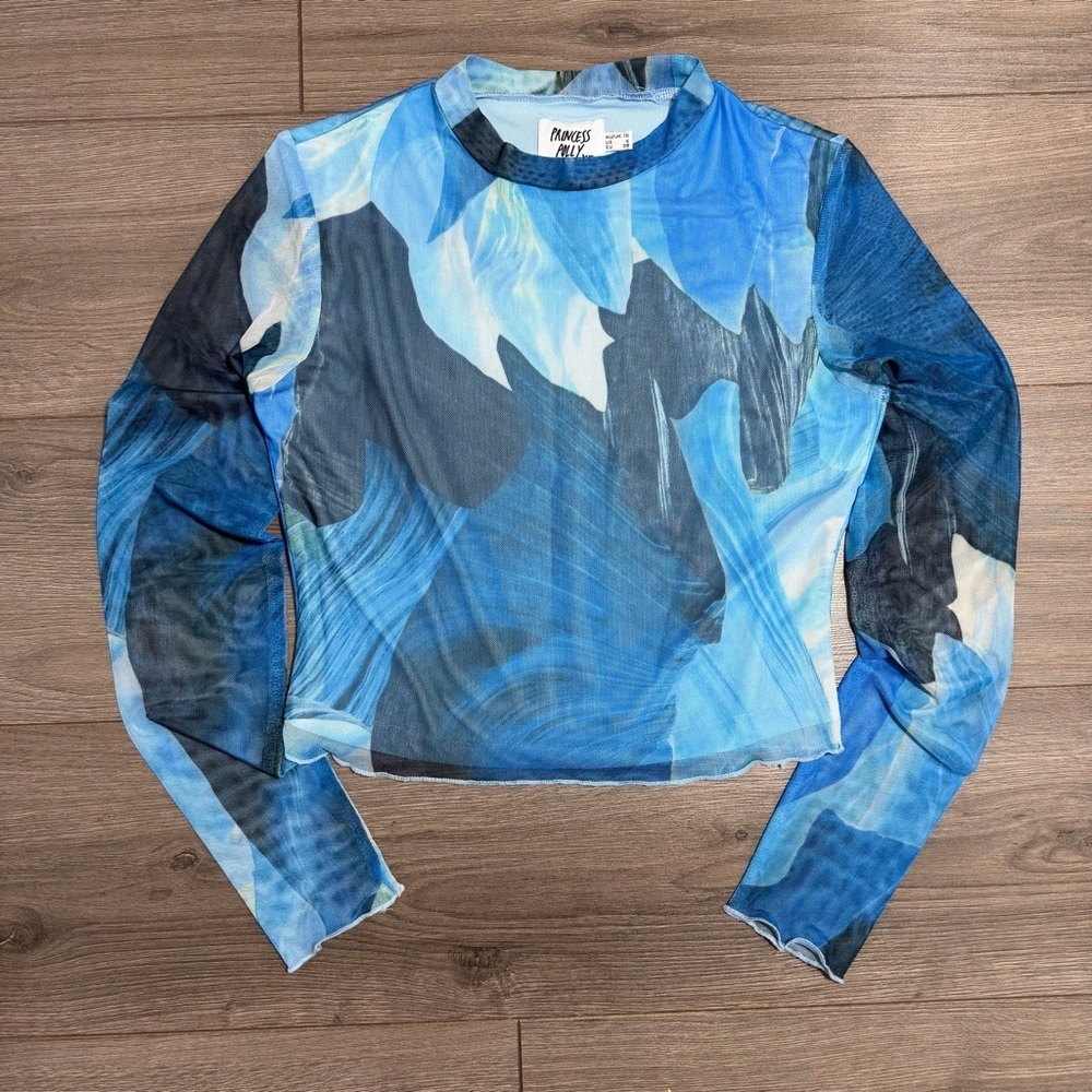 Princess Poly mesh  Blue Women's Top- longsleeve/ Y2K Vintage